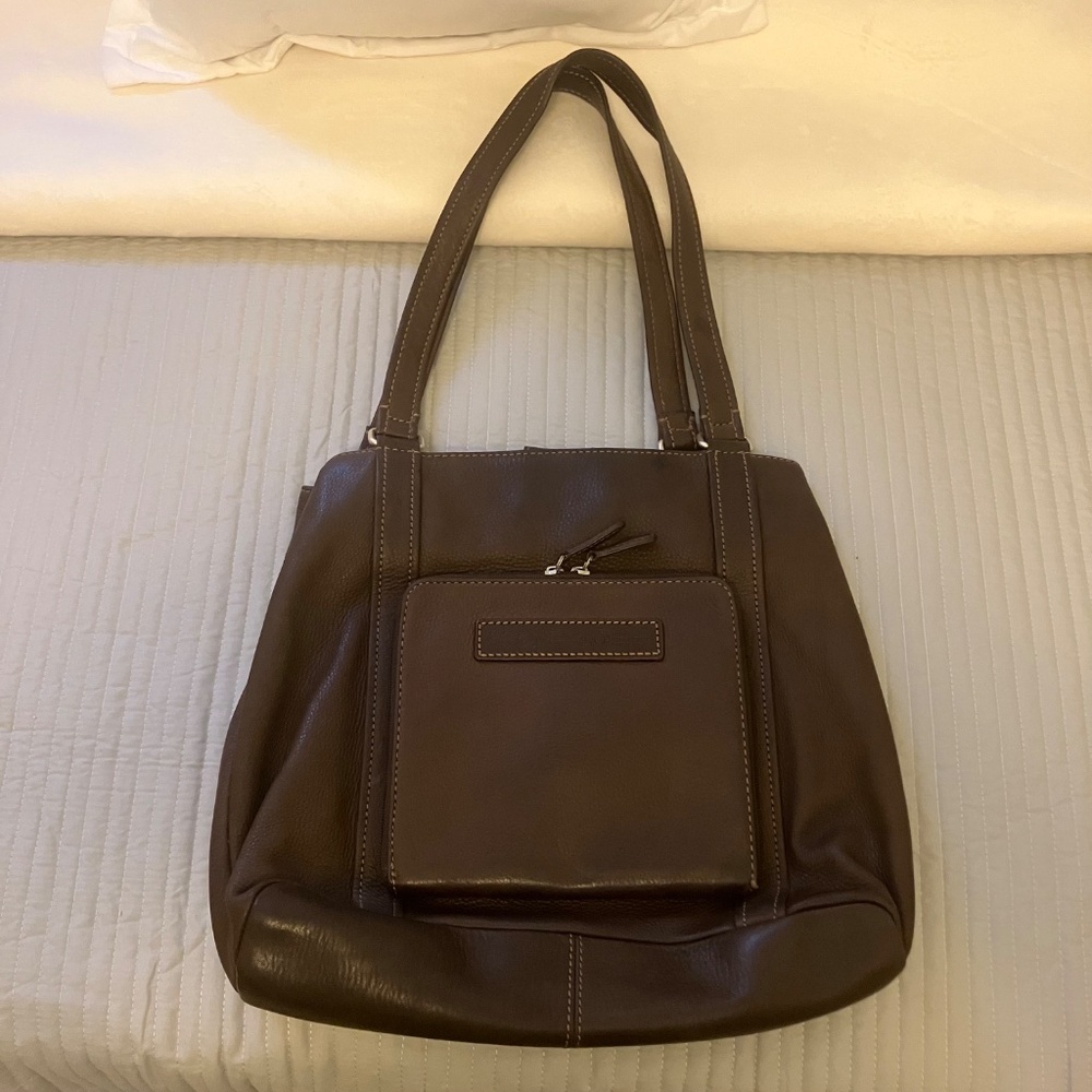Vintage Fossil 1954 Brown Pebbled Leather Tote Shoulder Bag - 75082